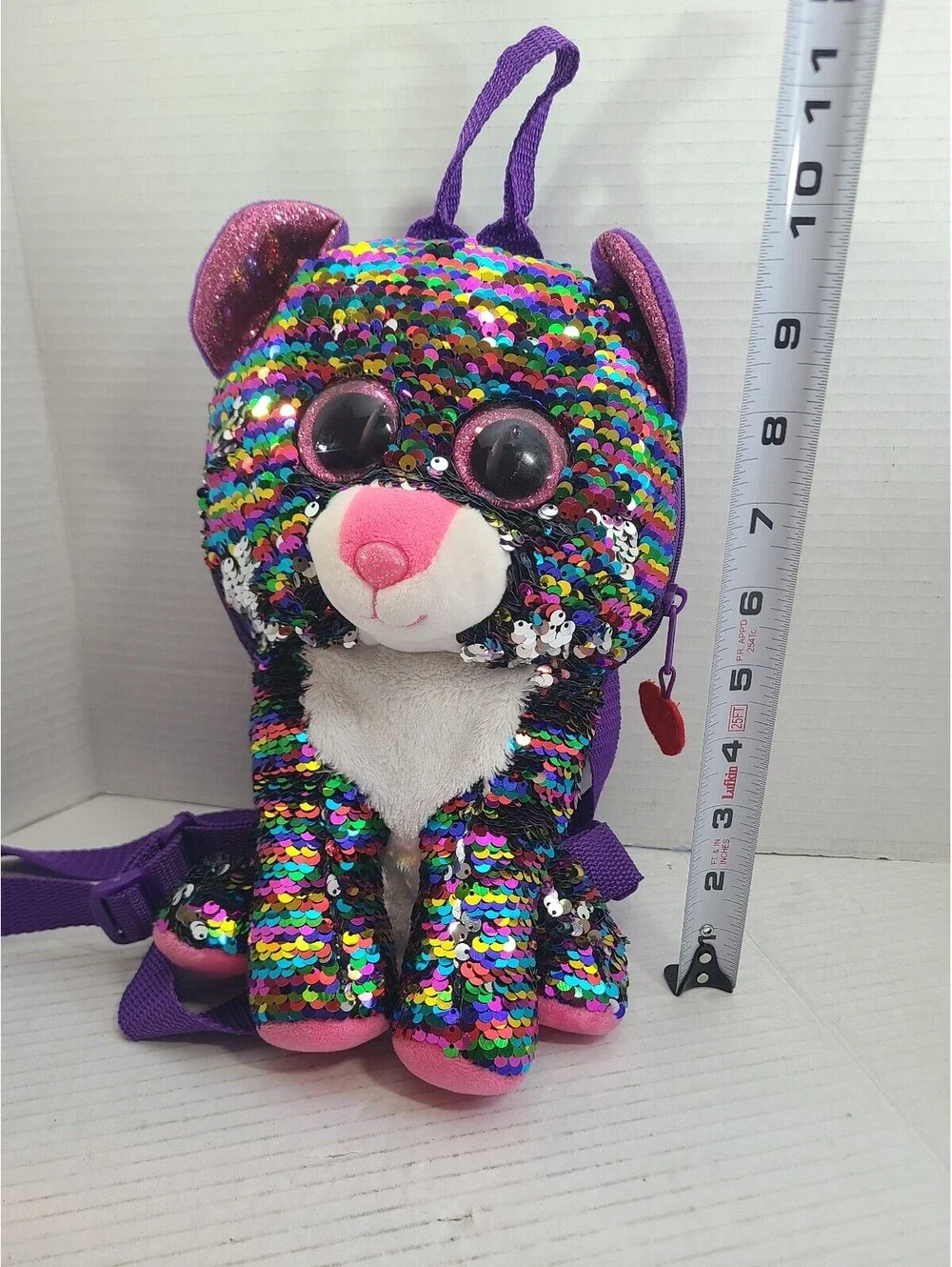Dotty The Leopard Ty Fashion Flippy Reversible Sequin Kids Backpack GUC